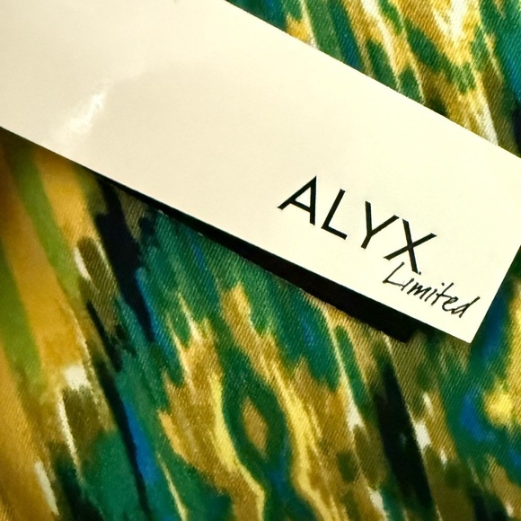 Alyx Limited Green Blue Abstract Print Mini Dress NWT Size 14 - Picture 6 of 6